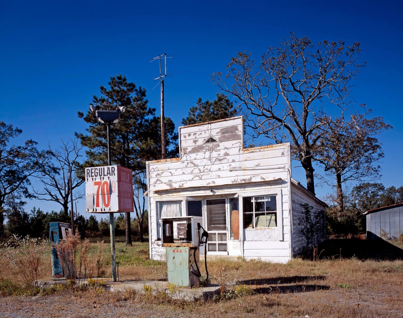 Long “out of gas” applies to this old station in North Carolina.